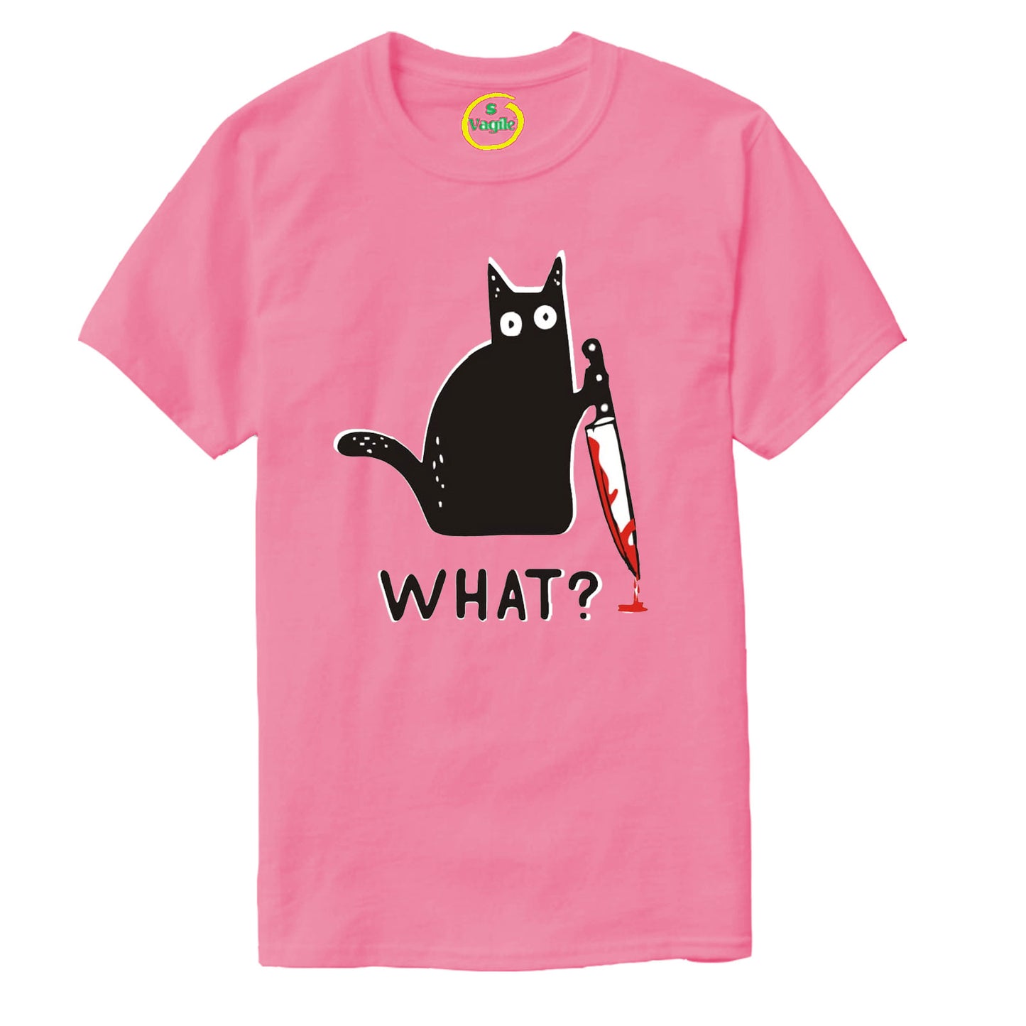 HALLOWEEN CAT WITH KNIFE WHAT PRINT MURDEROUS CAT T-SHIRT