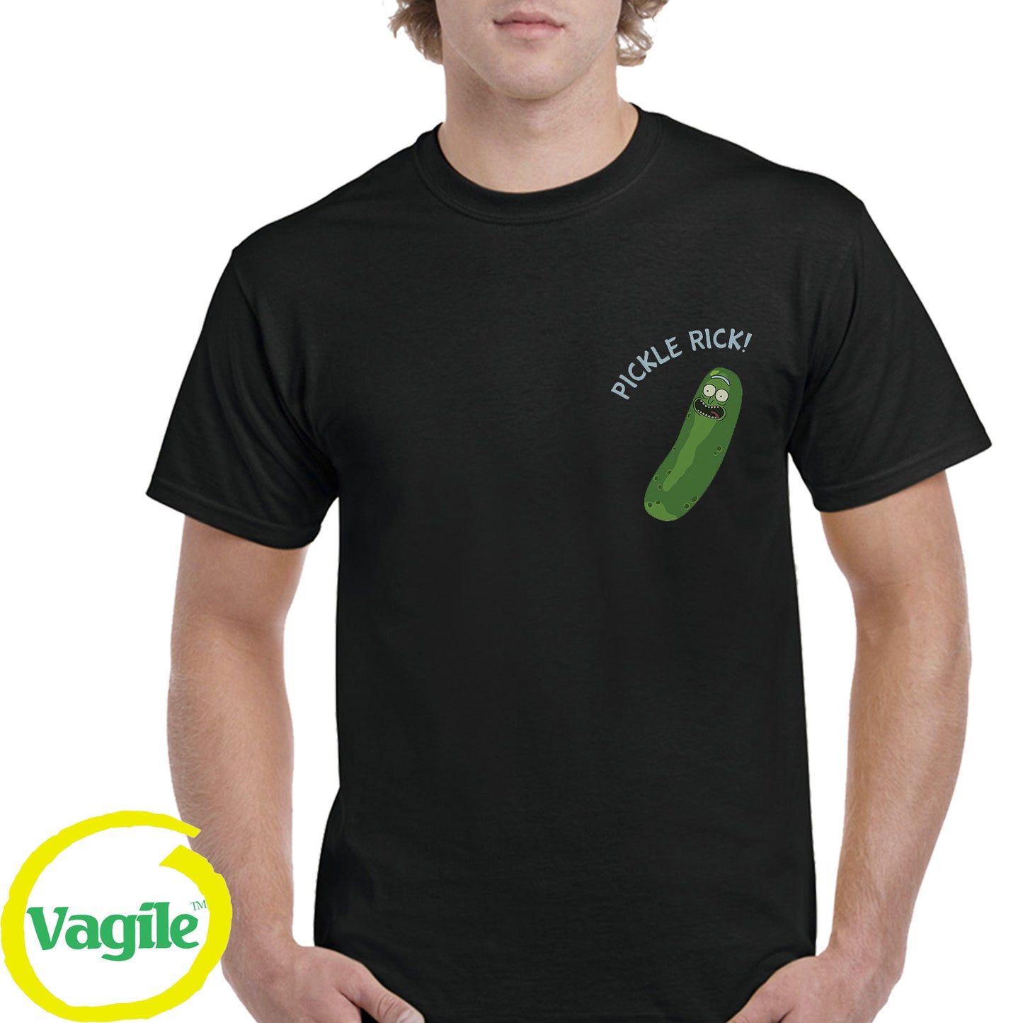 FUNNY PICKLE RICK POCKET PRINTED T-shirt