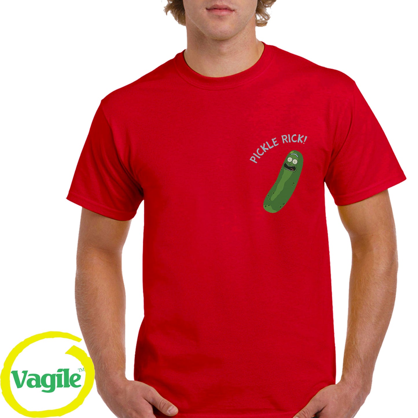 FUNNY PICKLE RICK POCKET PRINTED T-shirt