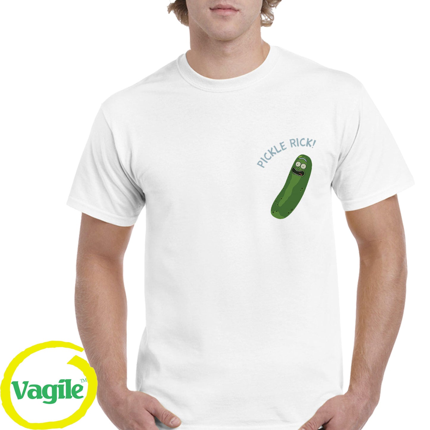 FUNNY PICKLE RICK POCKET PRINTED T-shirt